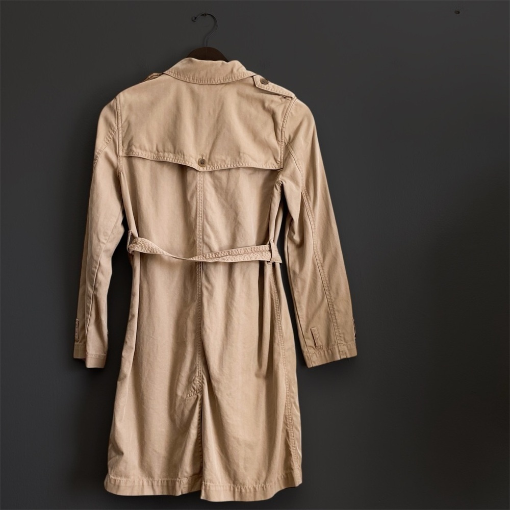 JCrew Icon Trench Coat Classic Tan Camel Preppy Mid-Length Double Breasted Sz 2 - Picture 4 of 12